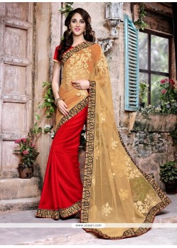 Miraculous Net Embroidered Work Designer Saree