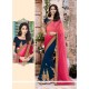 Entrancing Georgette Navy Blue Patch Border Work Designer Saree