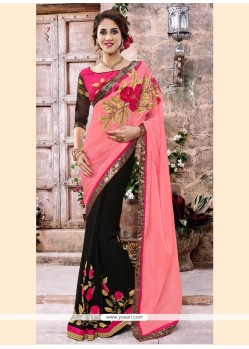 Vivacious Black Georgette Designer Saree