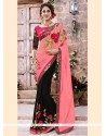 Vivacious Black Georgette Designer Saree