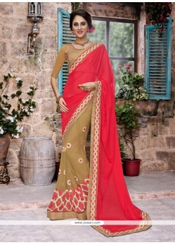 Fetching Faux Chiffon Embroidered Work Designer Saree