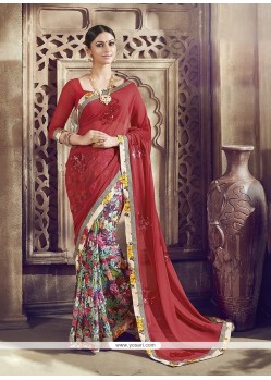 Striking Multi Colour Patch Border Work Designer Saree