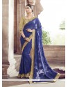 Mesmeric Blue Patch Border Work Designer Saree