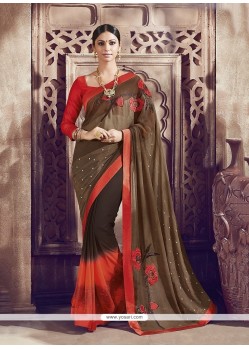 Debonair Faux Chiffon Multi Colour Designer Saree