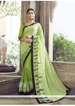 Lustre Green Embroidered Work Faux Chiffon Designer Saree