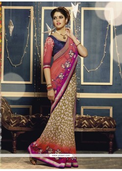 Red And Pink Shaded Party Wear Saree