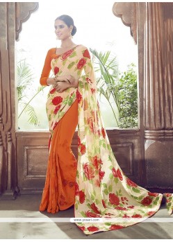 Voluptuous Multi Colour Embroidered Work Georgette Designer Saree