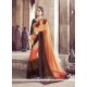 Irresistible Georgette Orange Embroidered Work Designer Saree