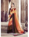 Irresistible Georgette Orange Embroidered Work Designer Saree