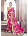 Perfervid Faux Chiffon Hot Pink Designer Saree