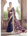 Ethnic Navy Blue Embroidered Work Designer Saree