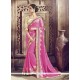 Mesmeric Faux Chiffon Hot Pink Embroidered Work Designer Saree