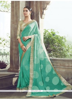 Stylish Georgette Patch Border Work Designer Saree