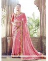 Winsome Peach Patch Border Work Designer Saree