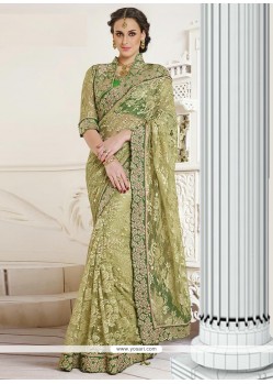 Awesome Green Net Jacquard Designer Saree
