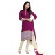 Print Net Churidar Designer Suit In Purple