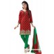 Embroidered Cotton Churidar Designer Suit In Red