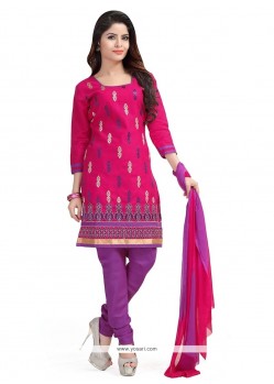 Girlish Cotton Hot Pink Churidar Designer Suit