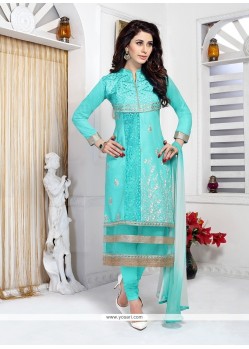 Fascinating Turquoise Designer Suit