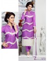 Flattering Patch Border Work Purple Designer Suit