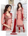 Enchanting Cotton Pink And Red Designer Suit