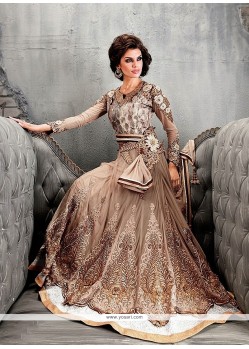 Grey And Brown Shade Georgette Anarkali Suit