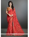 Nice Georgette Red Print Work Casual Saree