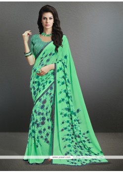 Aristocratic Green Print Work Casual Saree