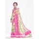 Thrilling Pink Print Work Casual Saree