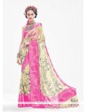 Thrilling Pink Print Work Casual Saree