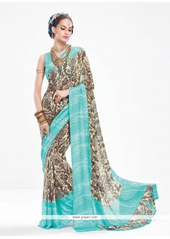 Aspiring Georgette Turquoise Casual Saree