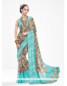 Aspiring Georgette Turquoise Casual Saree