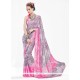 Sensible Pink Print Work Casual Saree