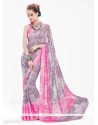 Sensible Pink Print Work Casual Saree