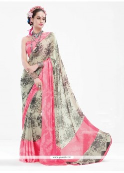 Wonderous Georgette Print Work Casual Saree