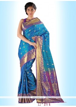 Print Art Silk Casual Saree In Purple