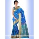 Savory Blue Print Work Casual Saree