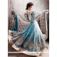 Turquoise Blue Faux Georgette Anarkali Salwar Suit