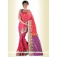 Perfervid Art Silk Orange And Purple Print Work Casual Saree