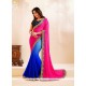 Celestial Patch Border Work Blue Designer Saree