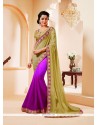 Purple Patch Border Work Georgette Designer Saree