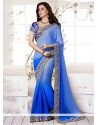 Amazing Blue Chiffon Saree