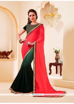 Customary Patch Border Work Georgette Designer Saree