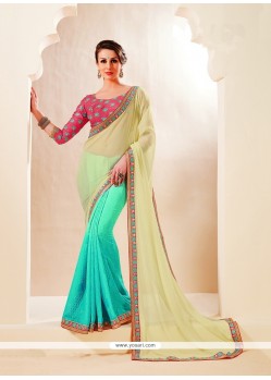 Invigorating Georgette Patch Border Work Designer Saree