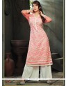 Invigorating Embroidered Work Pink Party Wear Kurti