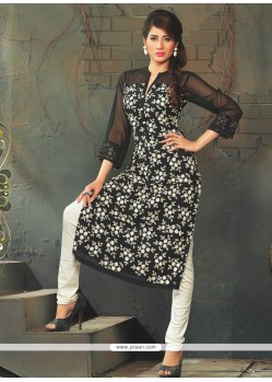 Sophisticated Viscose Black Party Wear Kurti