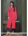 Sensational Hot Pink Embroidered Work Viscose Party Wear Kurti