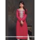 Invigorating Viscose Hot Pink Embroidered Work Party Wear Kurti