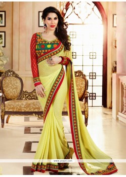 Lovely Yellow Georgette Saree