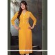 Glamorous Mustard Embroidered Work Viscose Party Wear Kurti